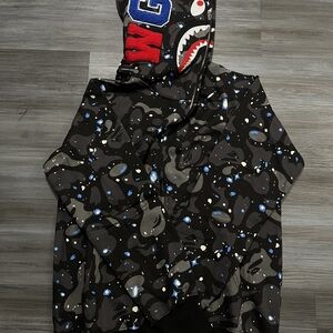 Black Bape and Blue Zip Up Hoodie Size L